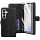 Enkay Étui Portefeuille pour Galaxy S26 avec Verre Trempé et Dragonne Noir - Étui portefeuille Galaxy S26 avec rabat protecteur, coque souple et fermeture magnétique