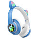 Avizar Casque Sans Fil Bluetooth pour Enfant avec Oreilles Chat Lumineux RGB Blanc / Bleu Ce casque enfant Bluetooth oreilles chat combine design ludique RGB et écoute confortable pour une utilisation quotidienne adaptée aux enfants