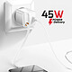 Acheter Swissten Chargeur Secteur USB-A 45W avec Câble Rétractable USB-C 0.75m Intégré Blanc