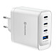 Swissten Chargeur Secteur Multiport 4-en-1 USB-A / 3 USB-C PD 100W GaN Modèle Core Blanc Permet d'alimenter jusqu'à 4 appareils simultanément avec une répartition intelligente et optimisée de la puissance