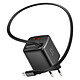 Swissten Chargeur Secteur USB-A 45W avec Câble Rétractable USB-C 0.75m Intégré Noir - Intègre un câble USB-C plat extensible jusqu'à 0.75 mètre offrant un rangement propre et sans aucun nœud