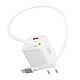 Swissten Chargeur Secteur USB-A 30W avec Câble Rétractable USB-C 0.75m Intégré Blanc - Intègre un câble USB-C plat extensible jusqu'à 0.75 mètre offrant un rangement propre et sans aucun nœud