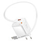 Swissten Chargeur Secteur USB-A 45W avec Câble Rétractable USB-C 0.75m Intégré Blanc Intègre un câble USB-C plat extensible jusqu'à 0.75 mètre offrant un rangement propre et sans aucun nœud