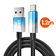 LinQ Câble USB-C Vers USB de Charge Rapide 48W avec Écran LED 1.2m Bleu pas cher