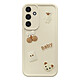 Avizar Coque pour Galaxy S25 / S24 Motifs Nounours Kawaii en 3D et Contour Surélevé Coque kawaii crème avec décors 3D, conçue spécifiquement pour Samsung Galaxy S25 / S24