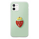 Avizar Coque pour iPhone 12 / 12 Pro avec Motif Fraise en Relief 3D et Contour Surélevé Coque vert pastel pour iPhone 12 / 12 Pro avec fraise décorative en relief 3D