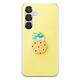 Avizar Coque pour Galaxy S24 / S25 avec Motif Ananas en Relief 3D et Contour Surélevé Coque jaune pastel pour Galaxy S24 / S25 avec ananas décorative en relief 3D