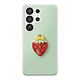 Avizar Coque pour Galaxy S26 Ultra avec Motif Fraise en Relief 3D et Contour Surélevé Coque vert pastel pour Galaxy S26 Ultra avec fraise décorative en relief 3D