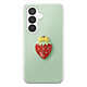 Avizar Coque pour Galaxy S26 avec Motif Fraise en Relief 3D et Contour Surélevé Coque vert pastel pour Galaxy S26 avec fraise décorative en relief 3D