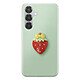 Avizar Coque pour Galaxy S24 / S25 avec Motif Fraise en Relief 3D et Contour Surélevé Coque vert pastel pour Galaxy S24 / S25 avec fraise décorative en relief 3D