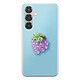 Avizar Coque pour Galaxy S24 / S25 avec Motif Raisin en Relief 3D et Contour Surélevé Coque bleu pastel pour Galaxy S24 / S25 avec grappe de raisin décorative en relief 3D