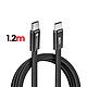 Forcell Câble de Charge USB-C Plat en Nylon Tressé Power Delivery F-Energy 100W 1.2m Noir pas cher