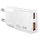 LinQ Chargeur Secteur Extra Plat avec Double Port USB-C et USB 20W Blanc Double connectique performante intégrant un port USB-C Power Delivery de 20W et un port USB Quick Charge de 18W pour recharger tous vos appareils.