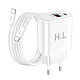 Avizar Chargeur Secteur Double Port USB-A et USB-C 20W avec Câble USB-C vers USB-C Bloc de charge d'une puissance maximale de 20W équipé des technologies Power Delivery et Quick Charge pour alimenter vos appareils à haute vitesse