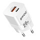 Bwoo Chargeur Secteur Rapide Universel Double Port USB-C et USB 20W Blanc Mini chargeur secteur compact conçu pour assurer une charge stable et sécurisée de tous vos appareils mobiles au quotidien.