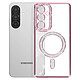 Avizar Coque pour Galaxy A27 Compatible MagSafe avec Contour Strassé - Coque transparente avec contour rose orné de strass brillants, spécialement conçue pour le Galaxy A27