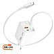 Acheter LinQ Chargeur Secteur PPS de 50W avec Câble Rétractable / Ports USB-C / USB-A Blanc