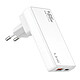 LinQ Chargeur Voyage GaN 65W avec Ports USB-C / USB et Prises Interchangeables Blanc Chargeur de voyage de 65W idéalement conçu pour alimenter rapidement tous vos smartphones, tablettes et ordinateurs portables.