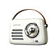 Ledwood Radio Rétro Portable Modèle Alma 5W avec Bluetooth / USB / Aux Blanc Radio FM intégrée avec antenne télescopique dépliable au dos permettant de capter facilement toutes vos stations de radio préférées où que vous soyez.