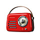 Ledwood Radio Rétro Portable Modèle Alma 5W avec Bluetooth / USB / Aux Rouge Radio FM intégrée avec antenne télescopique dépliable au dos permettant de capter facilement toutes vos stations de radio préférées où que vous soyez.