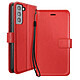 Mayaxess Étui Portefeuille pour Samsung Galaxy S21 avec Dragonne Rouge - Cet étui portefeuille de protection est spécialement conçu sur mesure pour s'adapter avec une précision absolue aux dimensions du Samsung Galaxy S21.