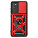 Mayaxess Coque Anneau pour Galaxy S20 FE avec Cache Caméra Coulissant et Bague Magnétique Rouge / Noir Conçue spécialement pour Galaxy S20 FE, cette Coque offre une protection antichoc robuste certifiée norme militaire MIL-STD 810G avec des bords renforcés.