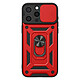 Mayaxess Coque pour iPhone 15 Pro Max avec Cache Caméra Coulissant et Bague Magnétique Rouge / Noir Conçue spécialement pour iPhone 15 Pro Max, cette Coque offre une protection antichoc robuste certifiée norme militaire MIL-STD 810G avec des bords renforcés.