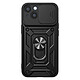 Mayaxess Coque pour iPhone 14 avec Cache Objectif Coulissant et Anneau Support Magnétique Noir Cette coque antichoc pour Apple iPhone 14 offre une protection robuste conforme à la norme militaire MIL-STD 810G afin d'absorber efficacement les chutes et les impacts