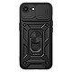 Mayaxess Coque pour iPhone 16e avec Cache Objectif Coulissant et Anneau Support Magnétique Noir Cette coque antichoc pour Apple iPhone 16e offre une protection robuste conforme à la norme militaire MIL-STD 810G afin d'absorber efficacement les chutes et les impacts