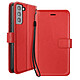 Mayaxess Étui Portefeuille pour Samsung Galaxy S21 FE avec Dragonne Rouge - Cet étui portefeuille de protection est spécialement conçu sur mesure pour s'adapter avec une précision absolue aux dimensions du Samsung Galaxy S21 FE.