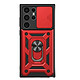 Mayaxess Coque pour Galaxy S22 Ultra avec Cache Caméra Coulissant et Bague Magnétique Rouge - Conception hybride pour Galaxy S22 Ultra, assurant une absorption optimale des chocs du quotidien