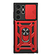 Mayaxess Coque pour Galaxy S23 Ultra avec Cache Caméra Coulissant et Bague Magnétique Rouge - Conception hybride pour Galaxy S23 Ultra, assurant une absorption optimale des chocs du quotidien