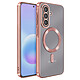 Avizar Coque pour Galaxy A57 MagSafe Souple Antichocs avec Contour Chromé - Cette coque pour Samsung Galaxy A57 présente un dos transparent en silicone avec contour chromé