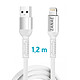 Acheter Zanaé Câble USB-A vers Lightning en Nylon Tressé Flexible Renforcé Anti-nœuds 1.2 m Blanc