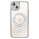 Coque pour iPhone 15 Plus Compatible MagSafe avec Contour à Strass Argent - Coque pour iPhone 15 Plus Compatible MagSafe avec Contour à Strass