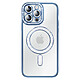 Coque pour iPhone 14 Pro Max Compatible MagSafe avec Contour à Strass Bleu - Coque pour iPhone 14 Pro Max Compatible MagSafe avec Contour à Strass