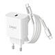 Zanaé Chargeur Secteur avec Câble USB-C Anti-Torsion Power Delivery 20W Blanc Compatible avec les appareils munis d'un port USB-C, notamment les iPhone de la série 15, les tablettes et les iPad récents pour une alimentation quotidienne optimale.