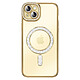Coque pour iPhone 15 Plus Compatible MagSafe avec Contour à Strass Dorée - Conçue sur mesure pour votre iPhone 15 Plus, cette coque épouse parfaitement les formes de l'appareil tout en laissant un accès complet aux boutons et au port de charge.