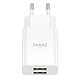 Zanaé Chargeur Double Port USB-A 10W Universel Format Ultra Compact Blanc pas cher