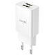 Zanaé Chargeur Double Port USB-A 10W Universel Format Ultra Compact Blanc Compatibilité universelle assurée avec vos smartphones, écouteurs sans fil et montres connectées via un câble USB-A vers Lightning, USB-C ou Micro-USB adapté.