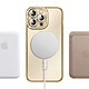 Coque pour iPhone 14 Pro Max Compatible MagSafe avec Contour à Strass Dorée pas cher