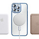 Coque pour iPhone 14 Pro Max Compatible MagSafe avec Contour à Strass Bleu pas cher