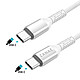 Zanaé Câble USB-C vers USB-C 60W 3A Tressé Flexible Renforcé Anti-nœuds 1.2 m Blanc pas cher