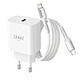 Zanaé Chargeur USB-C pour iPhone et iPad avec Câble USB-C Lightning Charge Rapide Blanc Spécialement conçu pour vos appareils Apple à port Lightning tels que les iPhone, iPad et boîtiers AirPods, garantissant une parfaite prise en charge de la recharge.