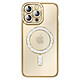 Coque pour iPhone 14 Pro Max Compatible MagSafe avec Contour à Strass Dorée - Coque pour iPhone 14 Pro Max Compatible MagSafe avec Contour à Strass