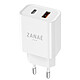 Zanaé Chargeur USB-C et USB-A 20W pour Smartphone et Tablette Charge Rapide Blanc Ce chargeur secteur assure une compatibilité universelle avec les smartphones, tablettes et accessoires alimentés par USB ou USB-C, fonctionnant sous iOS comme sous Andr