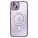 Coque pour iPhone 15 Plus Compatible MagSafe avec Contour à Strass Violet - Coque pour iPhone 15 Plus Compatible MagSafe avec Contour à Strass