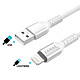 Zanaé Câble USB-A vers Lightning en Nylon Tressé Flexible Renforcé Anti-nœuds 1.2 m Blanc pas cher