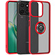Coque pour Honor 200 Smart Bague Métallique Support Vidéo Rouge Coque au dos transparent givré et contour Rouge, protection élégante pour votre Honor 200 Smart
