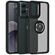 Coque pour Motorola Moto G55 Bague Métallique Support Vidéo Noir Coque au dos transparent givré et contour Rouge, protection élégante pour votre Motorola Moto G55